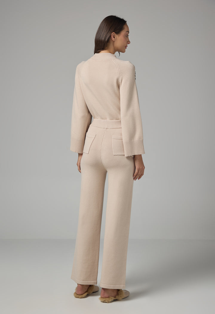 Choice Knitted Elasticated Waist Trousers Beige