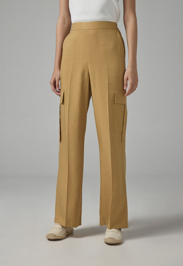 Choice Single Tone Straight Leg Trousers Camel