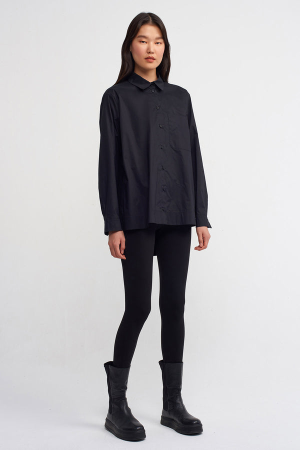 Nu Single Pocket Solid Shirt Black