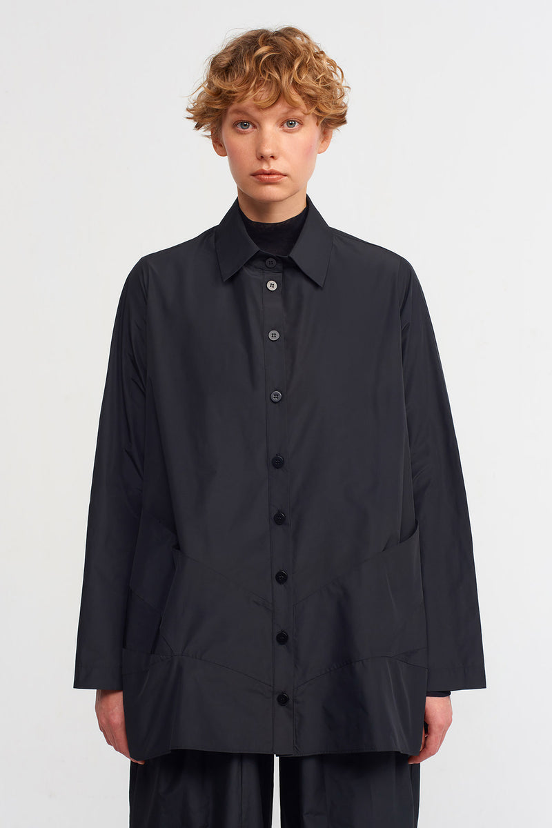 Nu Pocket Detail Solid Shirt Black