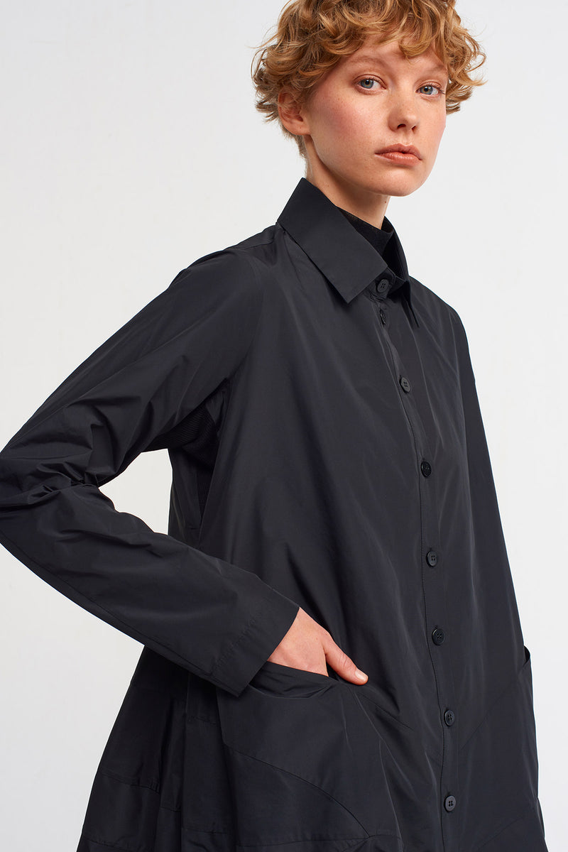 Nu Pocket Detail Solid Shirt Black