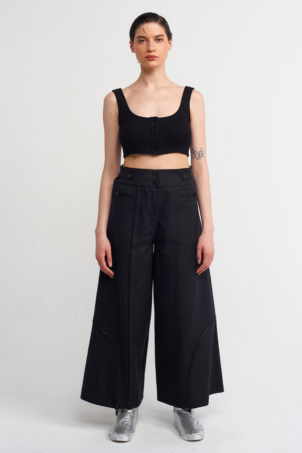 Nu Trousers With Zipper Detail On Hem Black