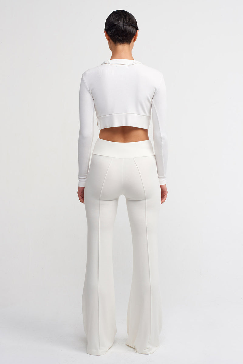 Nu Pressed Seam Comfortable Trousers Off White