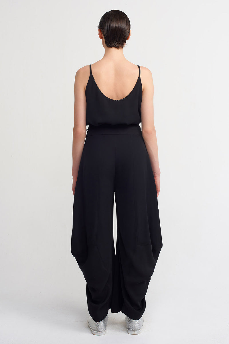 Nu Side Detailed High Waist Trousers Black