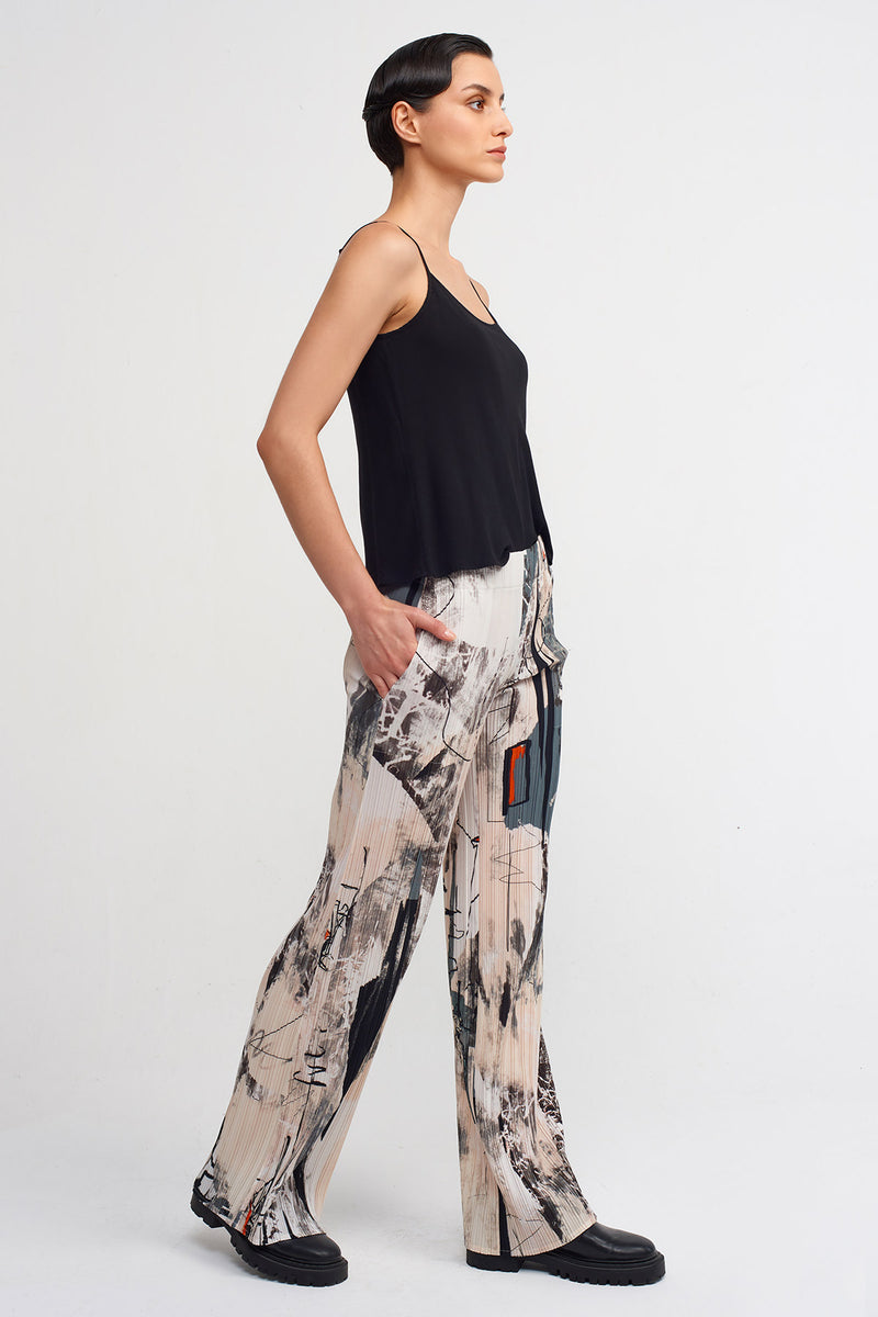 Nu Pleated Elegant Trousers Multi Color