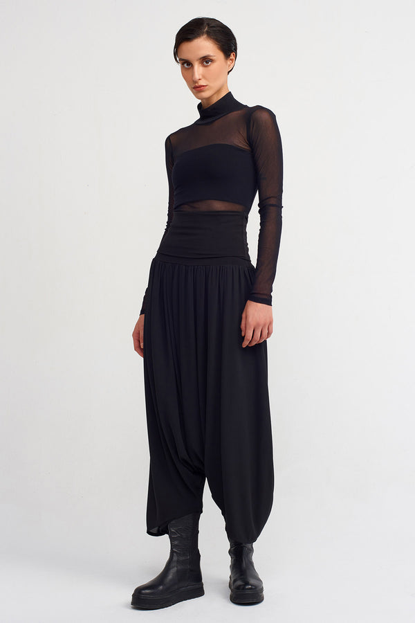 Nu High-Waisted Stylish Harem Pants Black