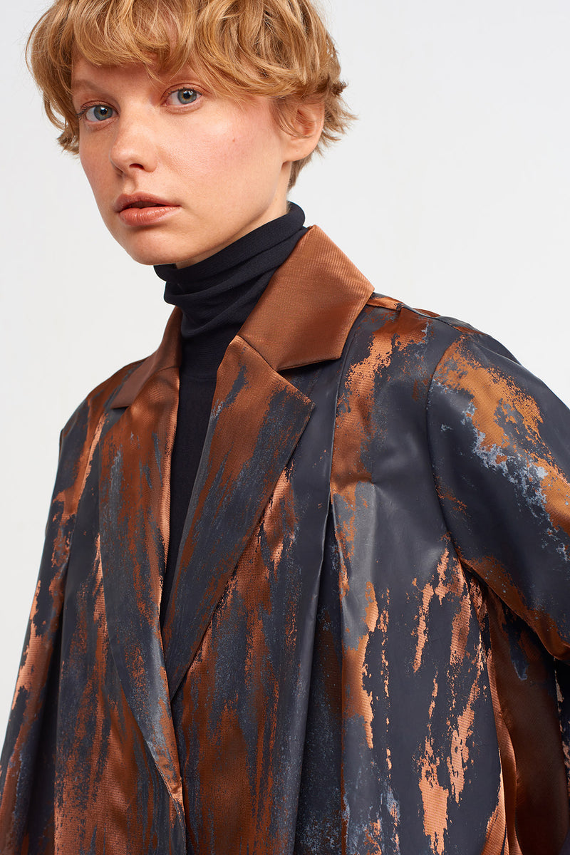 Nu Printed Jacket With Organza Detailed Copper