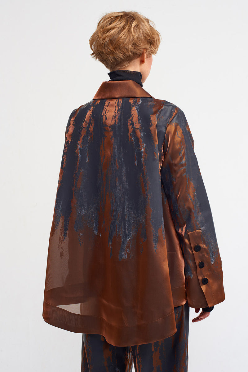 Nu Printed Jacket With Organza Detailed Copper