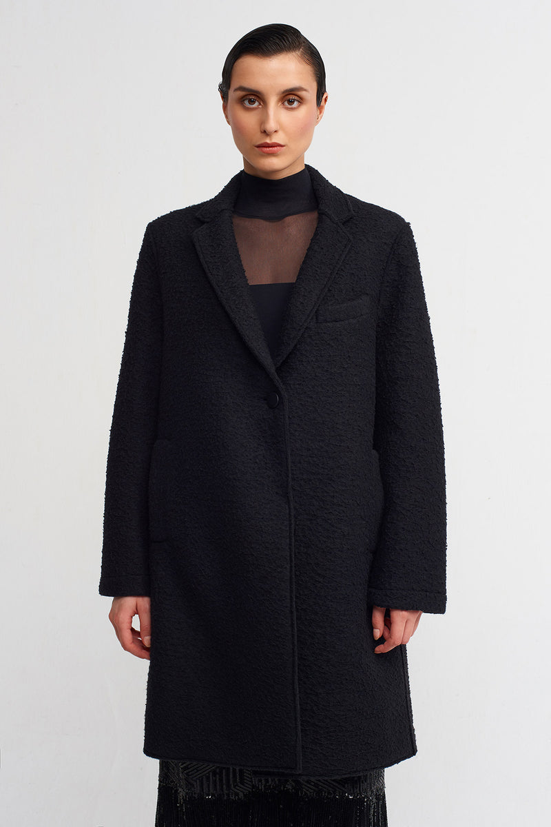 Nu Single-Breasted Elegant Coat Black