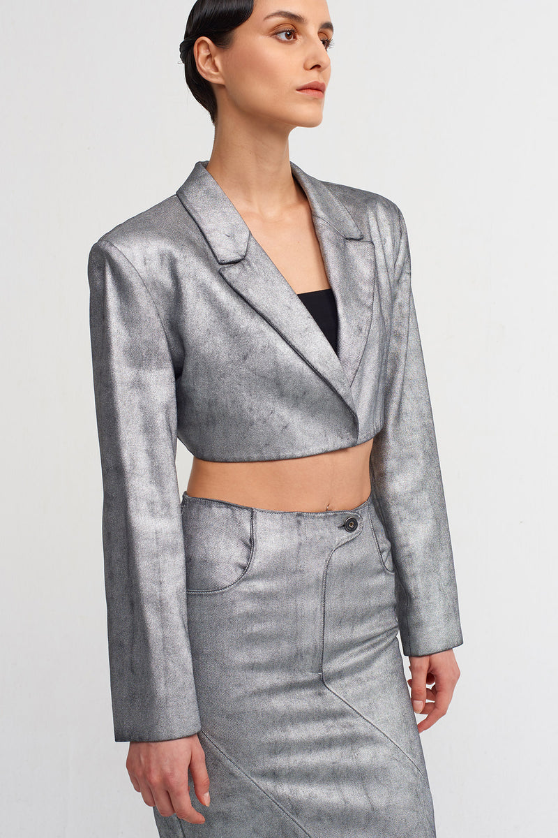 Nu Crop Blazer Jacket Silver