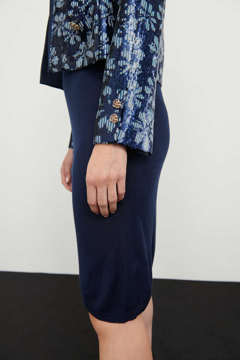 Roman Sequin-Embellished Floral Jacket Navy