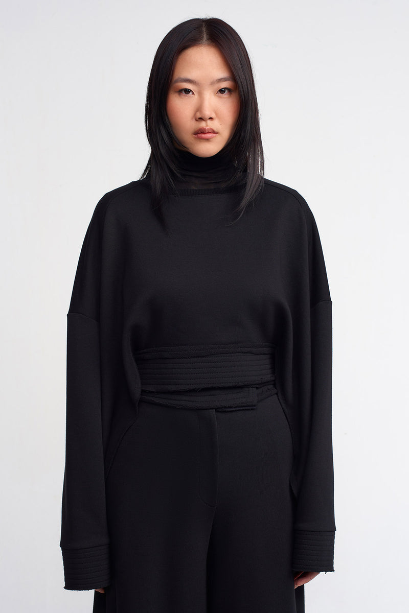 Nu Tie Waist Sweatshirt Black