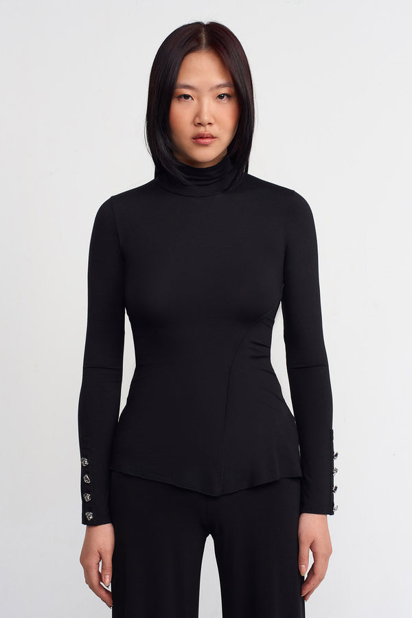 Nu Jersey Turtleneck Bodysuit Black