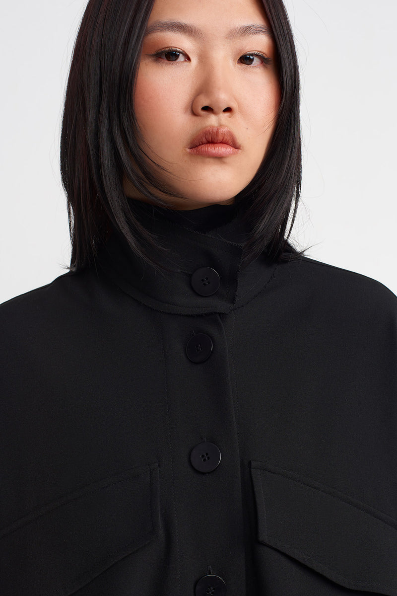 Nu Large Button Jersey Shirt Black