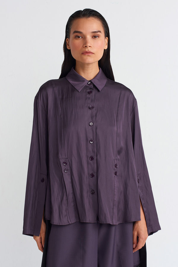 Nu Satin Shirt Plum