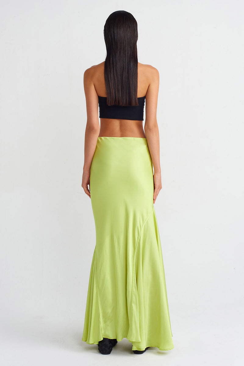 Nu Satin Long Skirt Lime