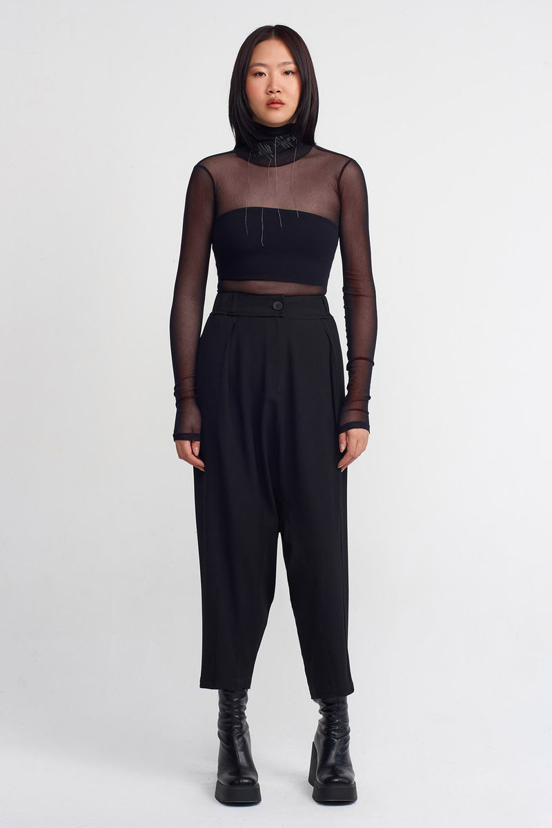 Nu High-Waisted Harem Trousers Black