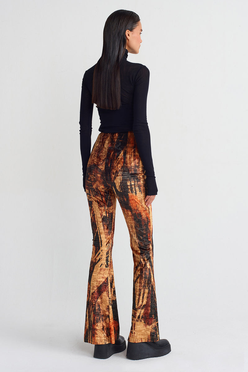 Nu Patterned Velvet Trousers Multi Color