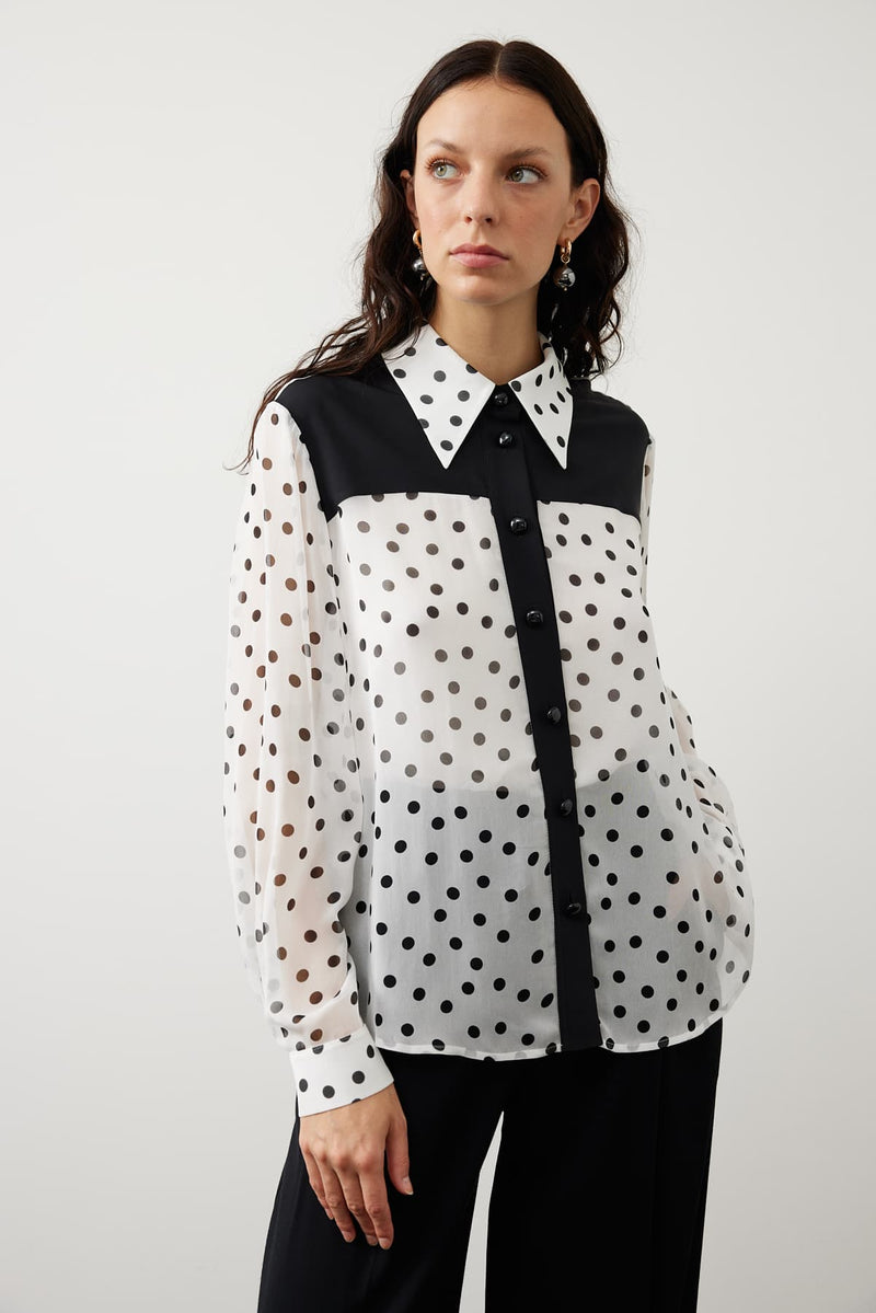 Roman Polka Dots Sheer Shirt Multi Color