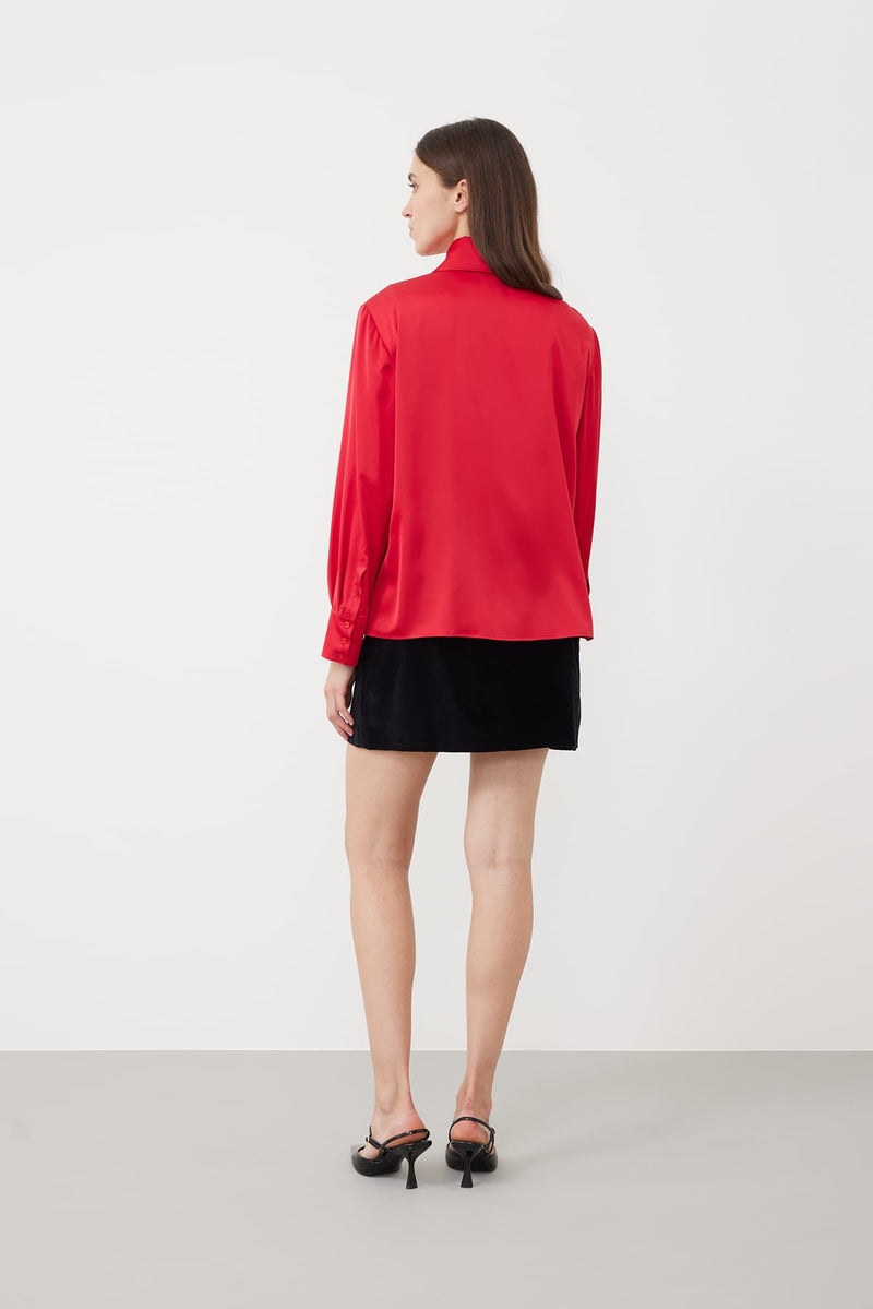 Roman Long Sleeve Poplin Shirt Red