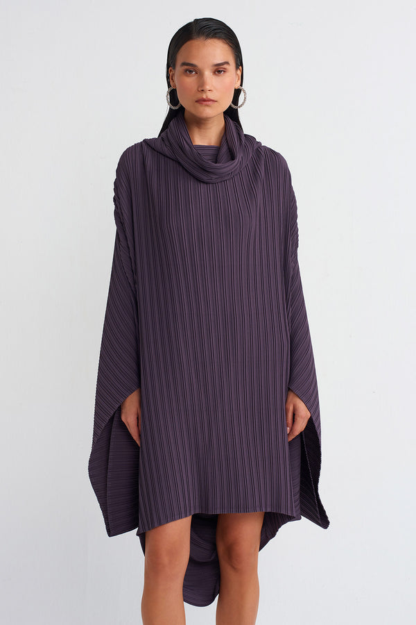 Nu Short Thin Pleated Dress Plum