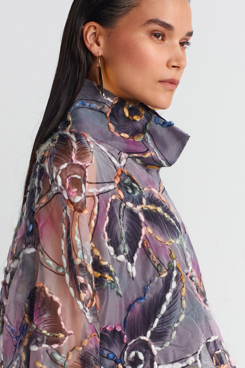 Nu Embroidered Organza Jacket Multi Color