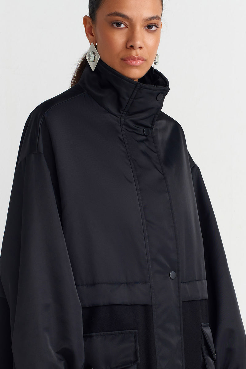 Nu Long Sporty Coat Black+Black