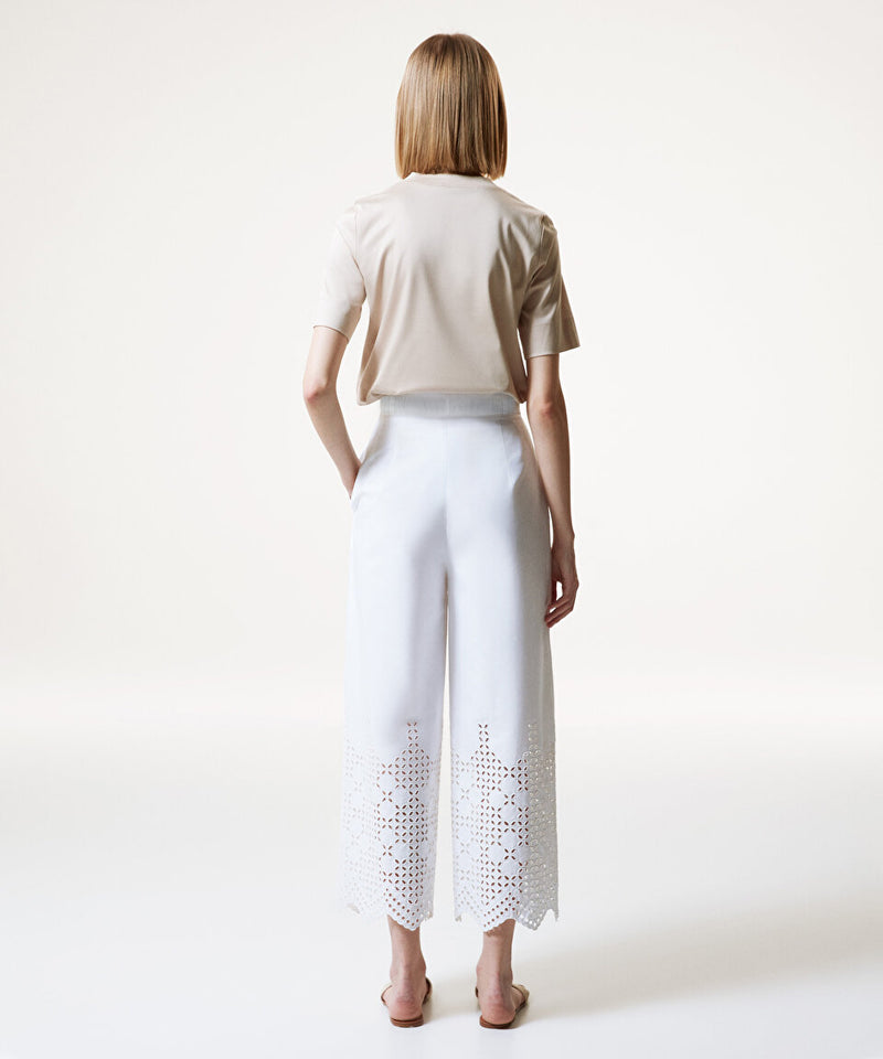 Machka Embroidered Relaxed Fit Trousers White