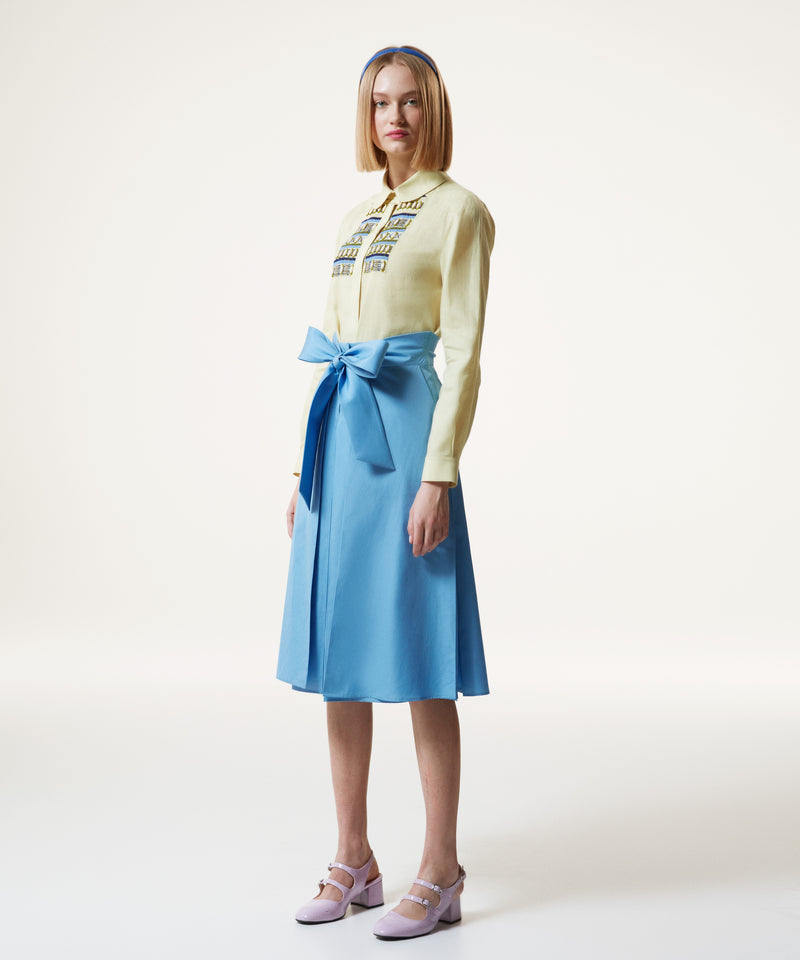 Machka Belted Poplin Belted Skirt Blue