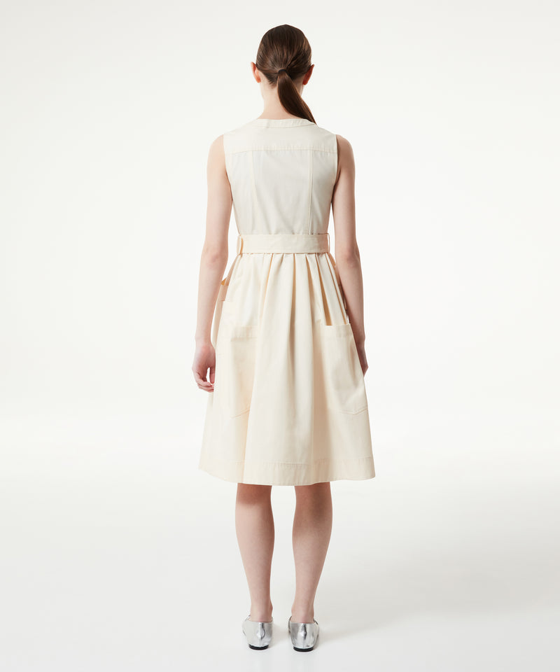 Machka Belted Gabardine Dress Ecru