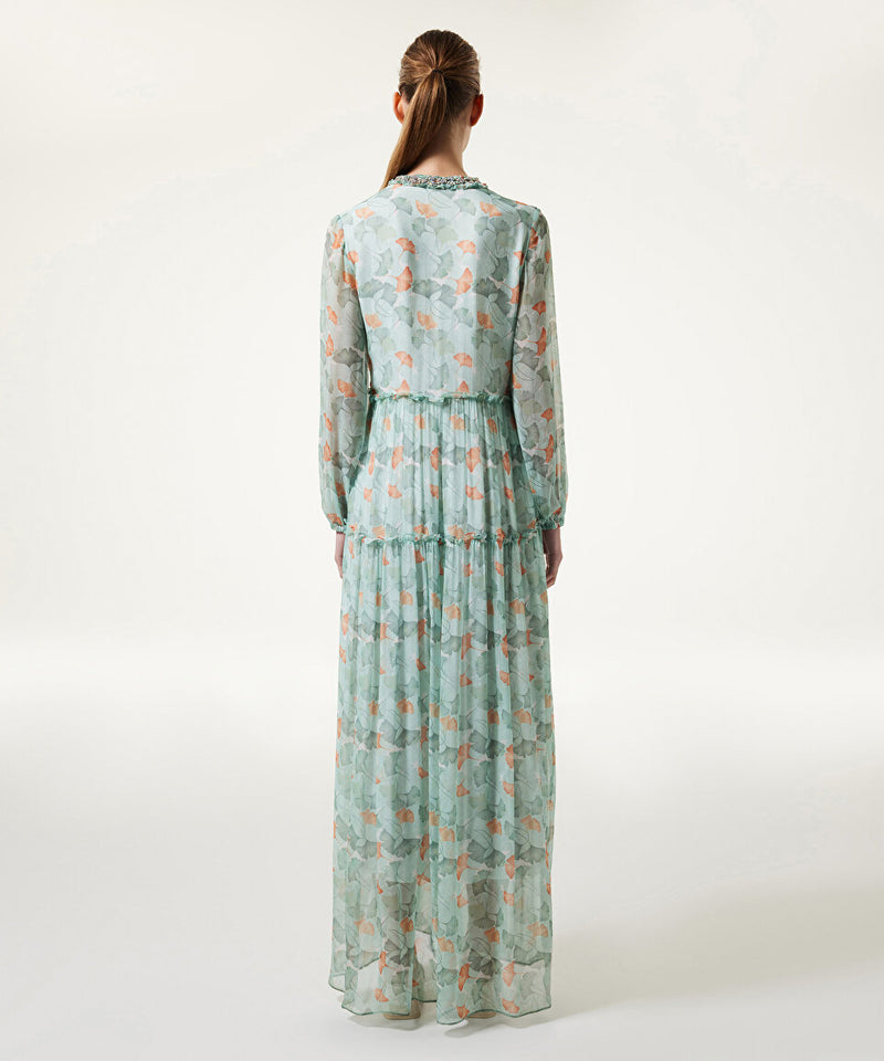 Machka Leaf Pattern Embroidered Dress Nile