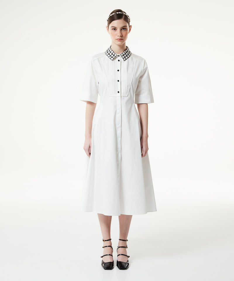 Machka Poplin Dress With Contrast Buttons White