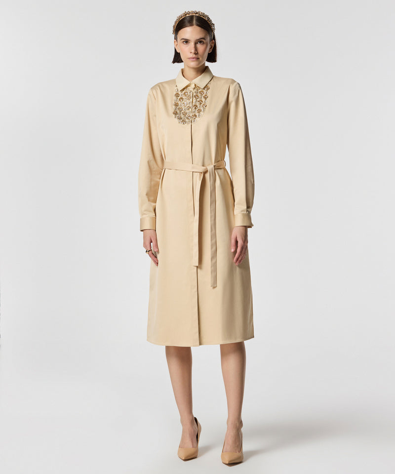 Machka Embroidered Shirt Dress Beige