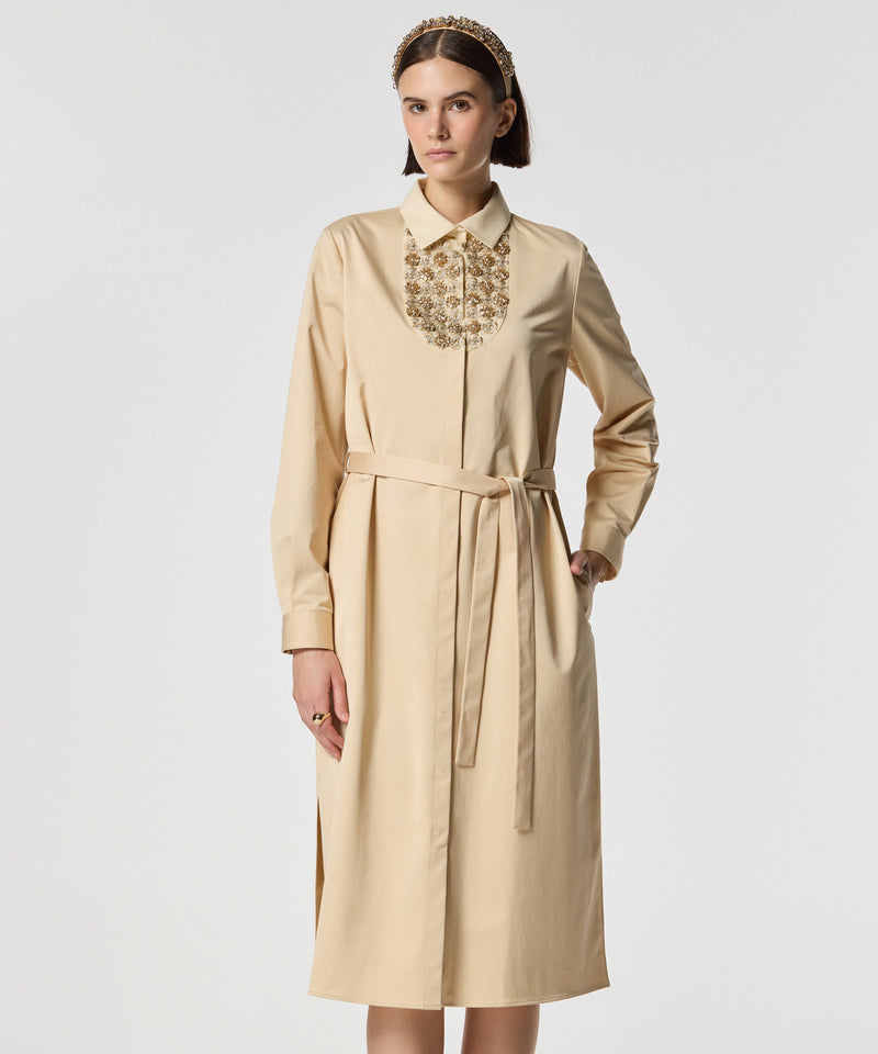 Machka Embroidered Shirt Dress Beige