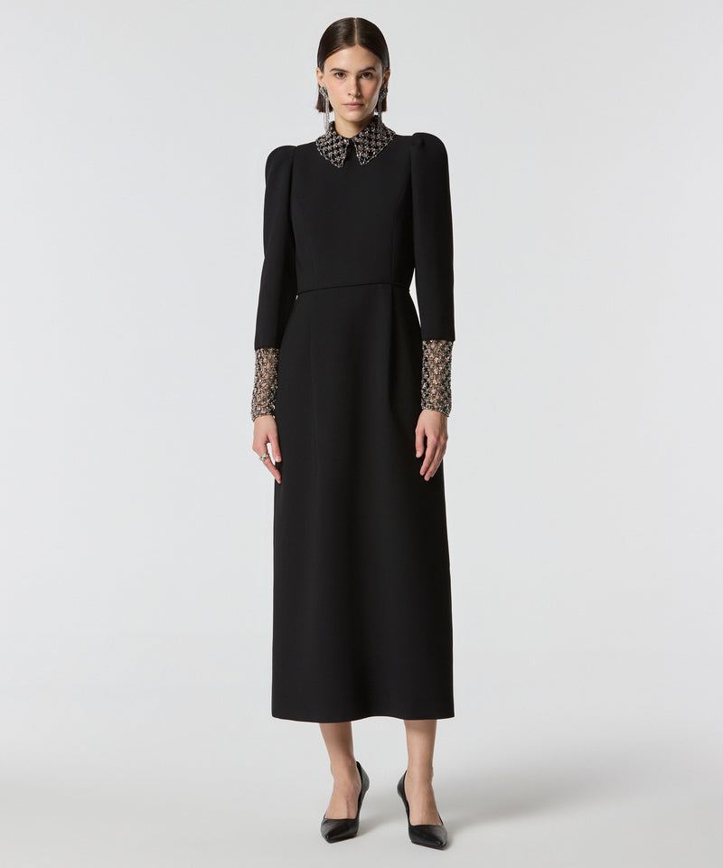 Machka Embroidered Midi Dress Black