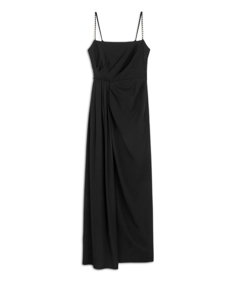 Machka Draped Dress With Stone Stripes Black