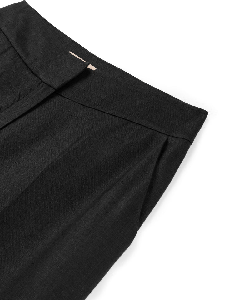 Machka Straight Fit Linen Trousers Black