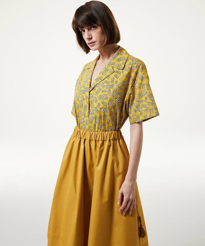 Machka Poplin Bell Skirt Mustard