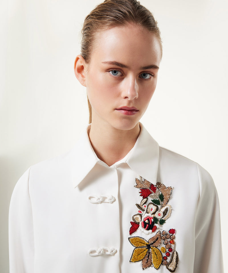 Machka Embroidered Shirt Jacket White