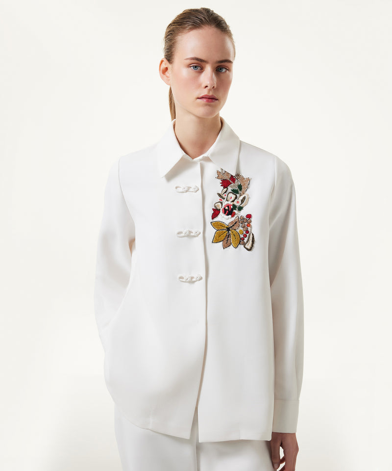 Machka Embroidered Shirt Jacket White