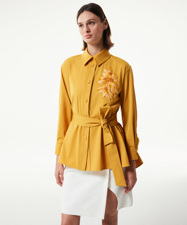 Machka Embroidered Shirt Collar Blouse Yellow