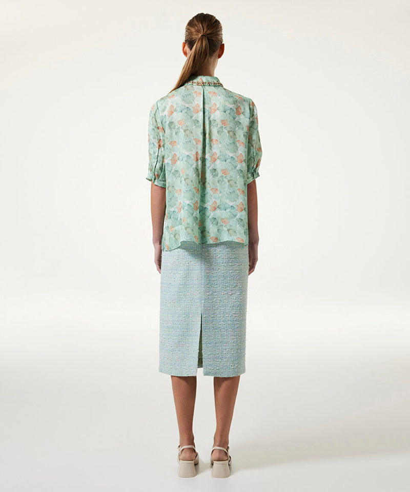 Machka Leaf Pattern Embroidered Shirt Nile