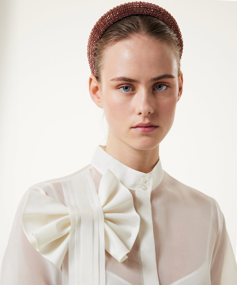 Machka Silk Shirt With Ribbon Off White