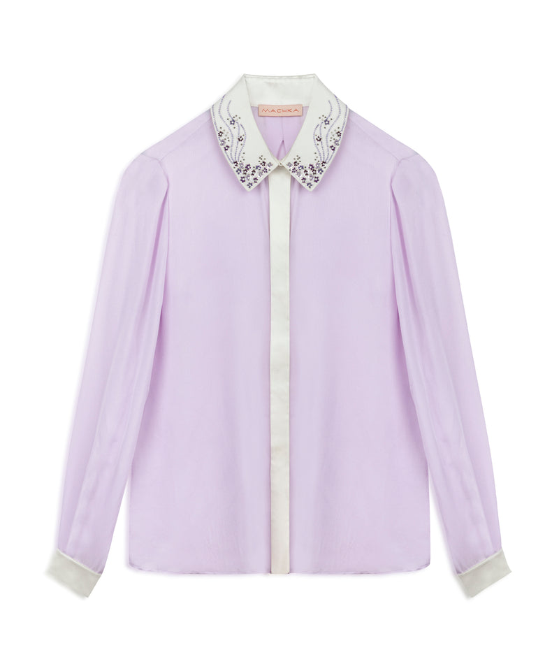 Machka Embroidered Colorblock Shirt Lilac