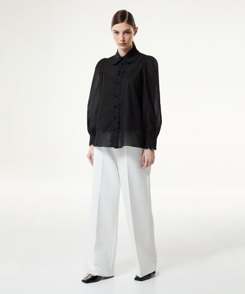 Machka Camisole Shirt With Grosgrain Stripe Black