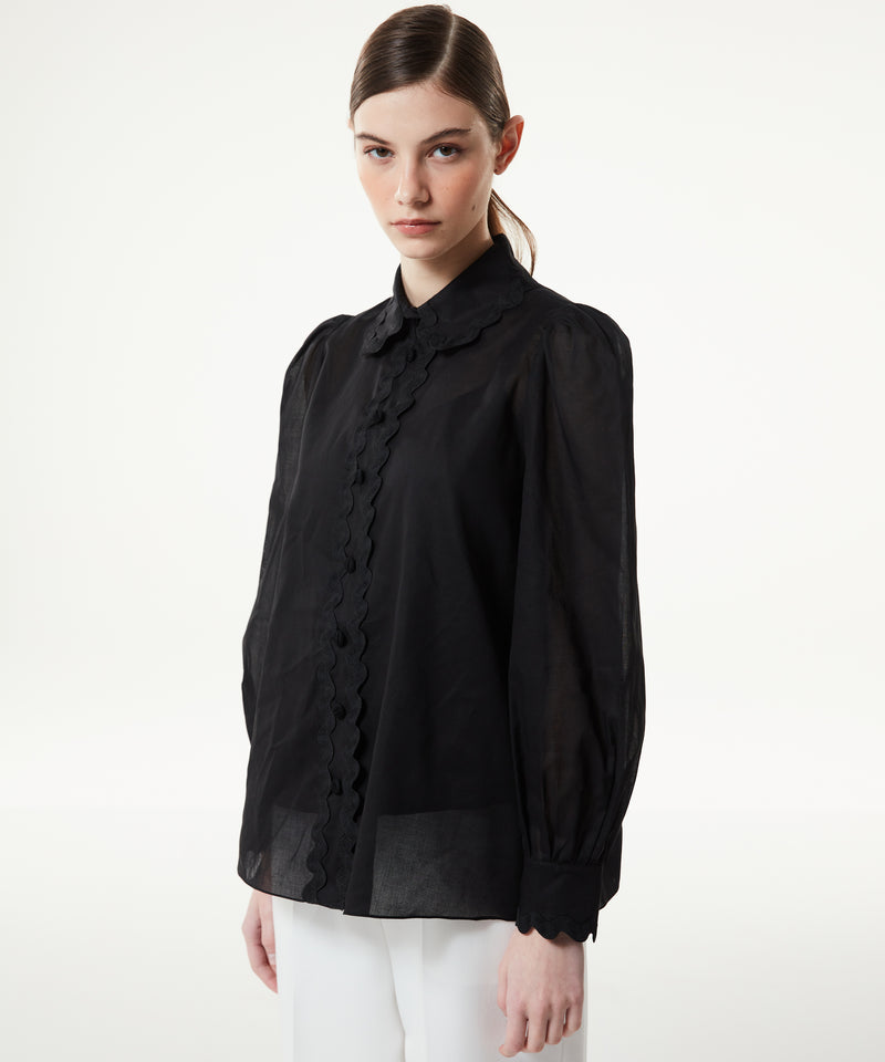 Machka Camisole Shirt With Grosgrain Stripe Black