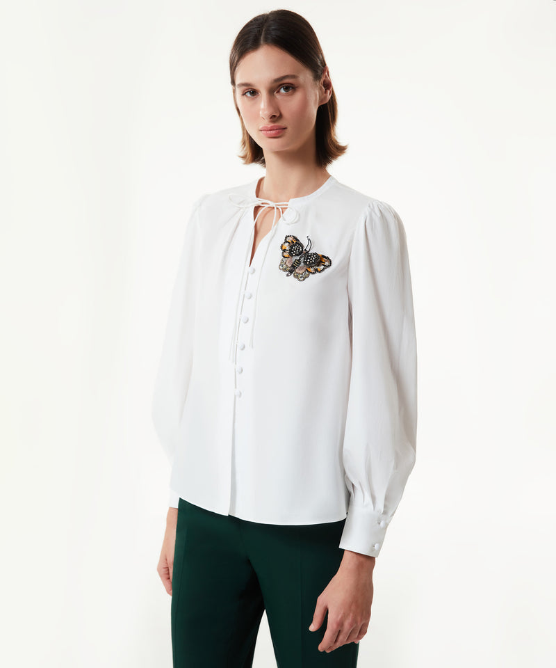 Machka Butterfly Embroidered Shirt Ecru