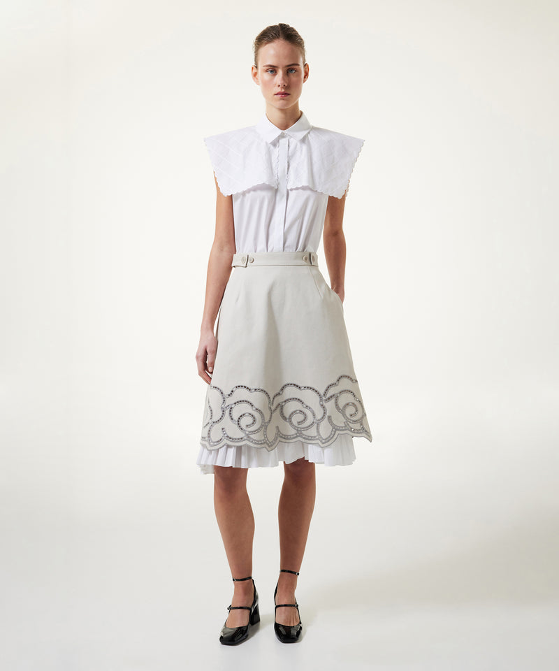 Machka Embroidered Poplin Shirt White