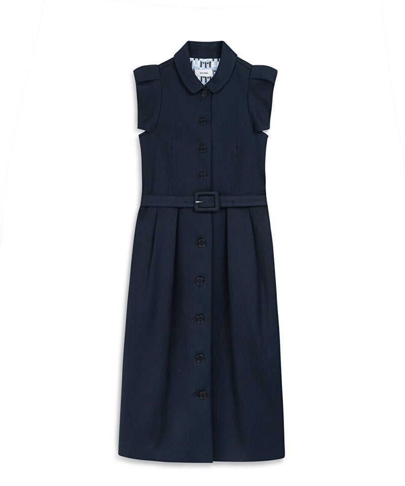 Machka Belted Gabardine Dress Navy