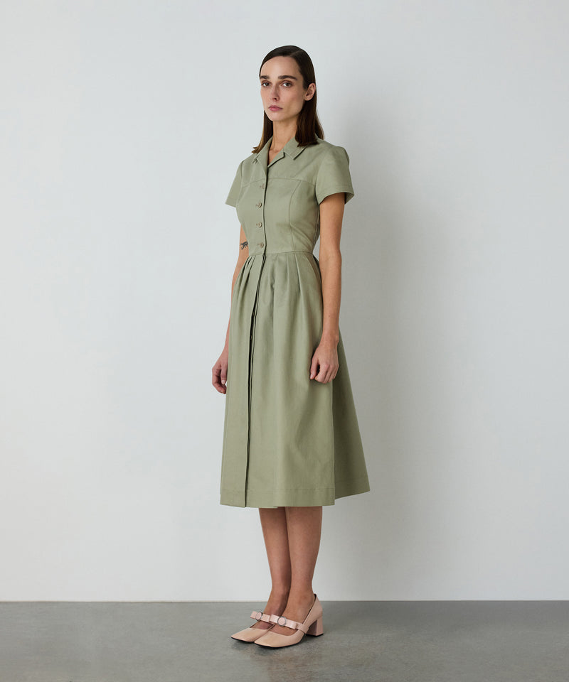 Machka Draped Shirt Dress Green